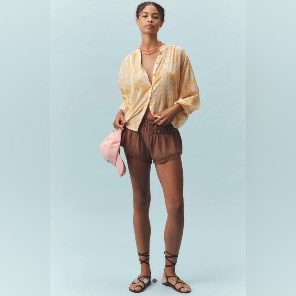 The Sydney Batwing Blouse by Pilcro Floral Yellow and White Women's Top M - Picture 4 of 13